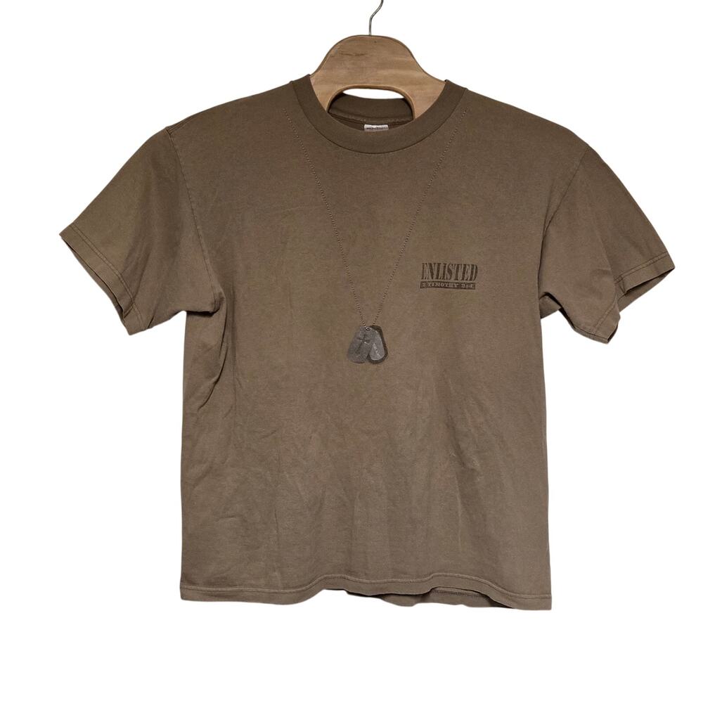 Vintage Jesus Soldier Of Christ Mens T-shirt Size XL Tan Brown God Incarnate 90s